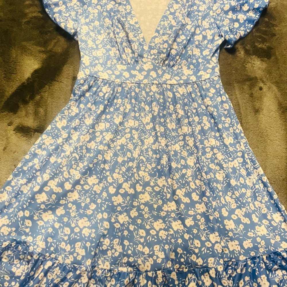 Blue Floral Dress, summer medium sundress